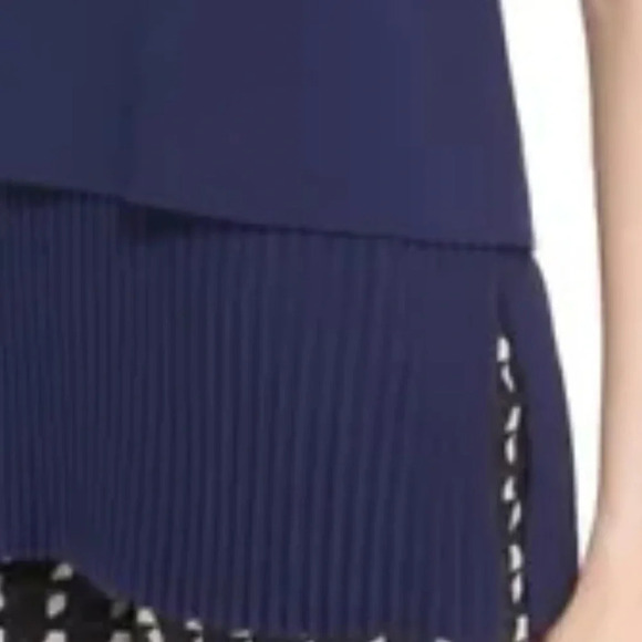 Theory Anastaza Winslow Crepe Sleeveless Pleated Tiered Blouse Top Small Blue - Picture 6 of 10